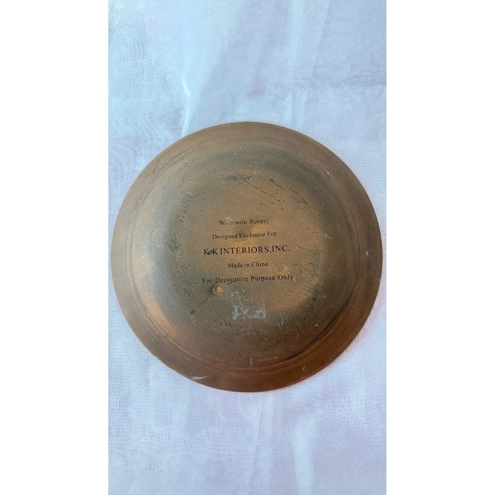 Handmade Redware Pottery Christmas Tree Plate Signed Dated Folk Art 7 Inch